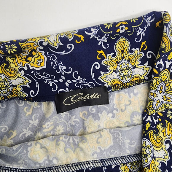 Colette Skirt Blue Yellow Medallion Print Fit Flare Pull On Women's Size‎ XS NEW - Picture 2 of 7